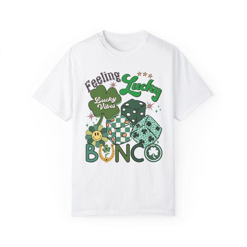 St. Patrick's Day Bunco Shirt: Feeling Lucky Comfort Colors Tee White
