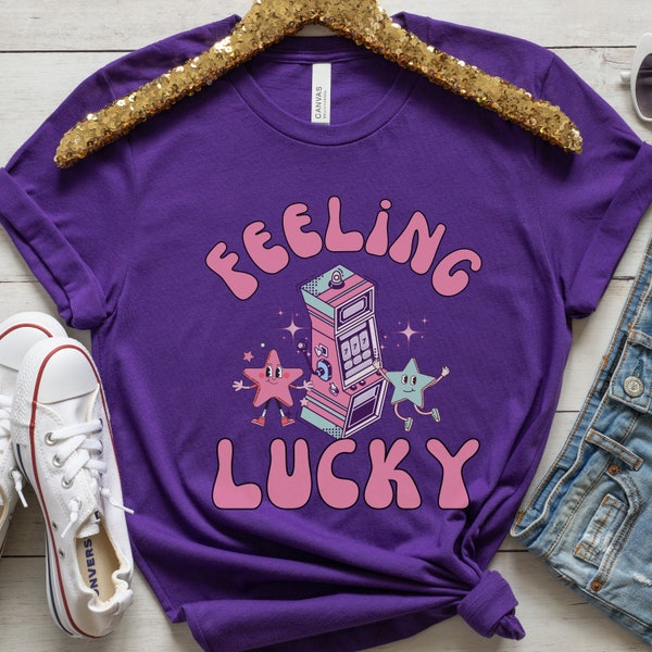 Feeling Lucky Retro Slot Machine T-shirt, Vintage-Styled Casino Slots Shirt, Casino Retro Vibes Shirt, Casino Party Shirt, My Lucky Shirt