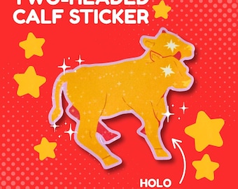 Two-Headed Calf Sticker: Sparkly Holo Fantasy Art