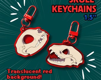 Skull Keychain | 1.5'' | Translucent Red Keychain