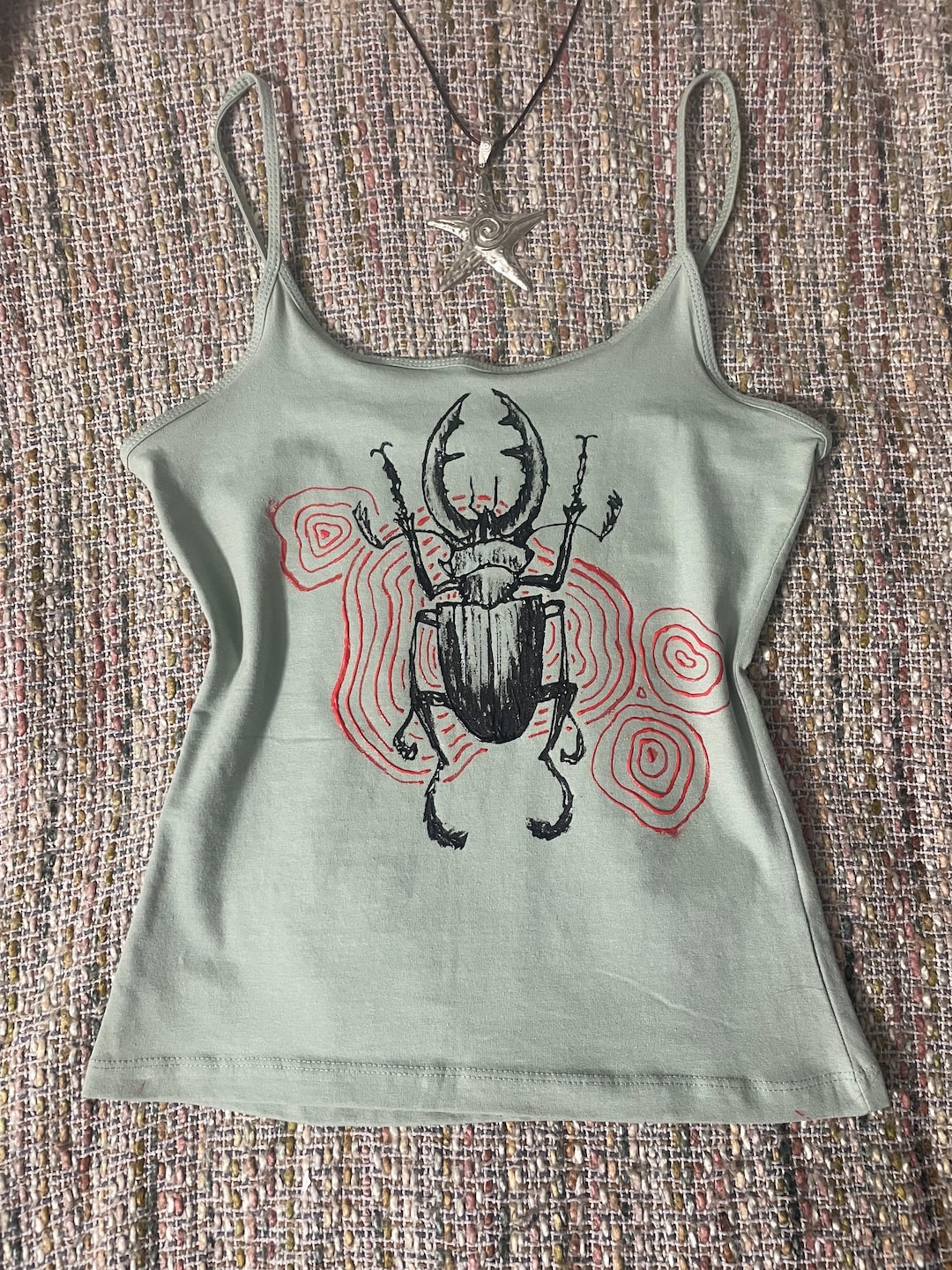 Religious Bugcore Hand-painted Beetle Cami Top - Bugcore Entomology Tank, Alternative ...