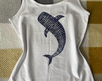 Hand-painted Whale Shark Cami Top - Oceancore Mermaidcore tank, Alternative Whimsy Apparell