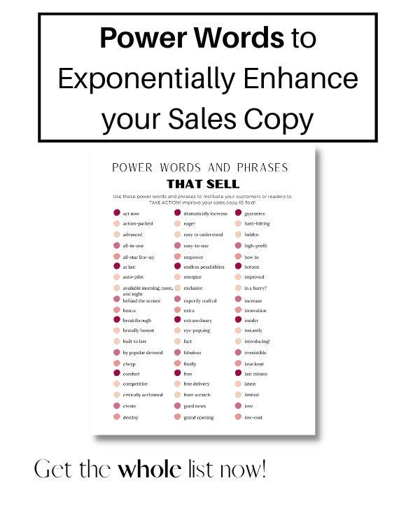 120 Power Words and Phrases Cheatsheet Etsy