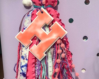 Tie-Dye Initial Bag Tag: Personalized Bogg Bag Charm with Tassel