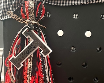 Monogramm Taschenanhänger: Acryl Initial Anhänger mit Quaste