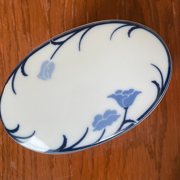 Dansk Tivoli blue and white “Belles Fleurs” porcelain trinket dish.