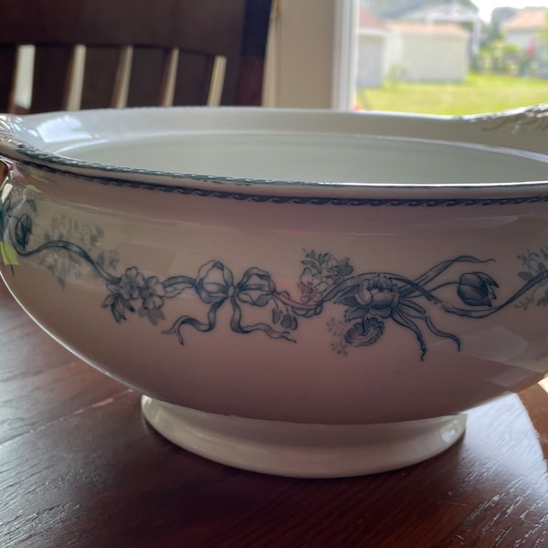 Vintage Furnivals Lakewood bowl, Lare Ceramic Bowl, Rare and collectible patterned dish, serving bowl, vintage decor, punch bowl with gold