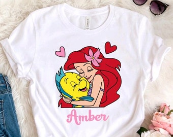 Corazones de Sirenita / Ariel y Platija / Sirena / Camisa Princesa / Camisa Sirenita / Camisas personalizadas
