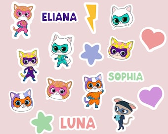 SuperKitty Stickers | Easy Peel Stickers | Bitsy | Buddy | Sparks | Ginny