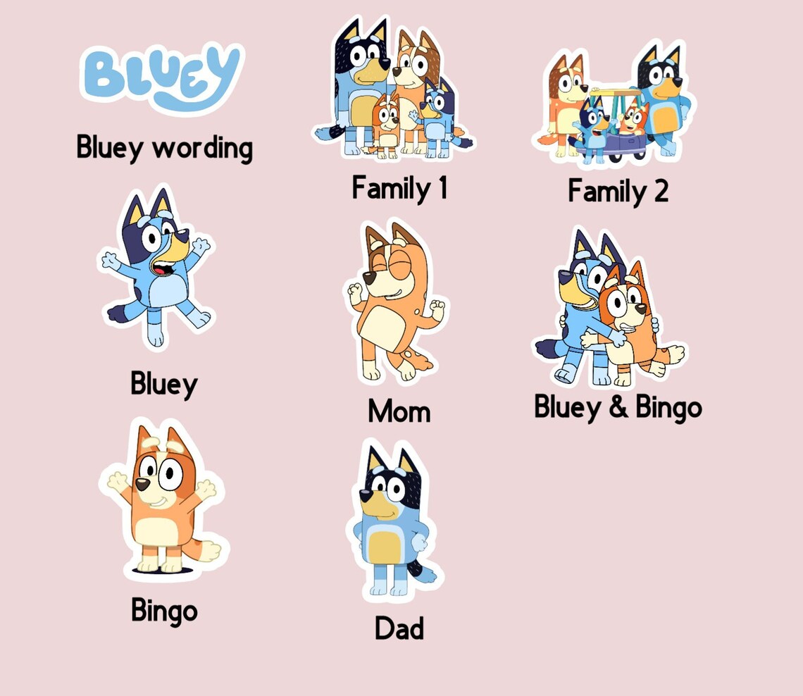Stickers Bluey Easy Peel Stickers Etsy