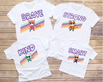 Superkitties | Bitsy | Ginny | Buddy | Sparks | SuperKitties Shirt | Custom shirts | Superkitty | Kids Shirt | Strong | Smart | Brave | Kind