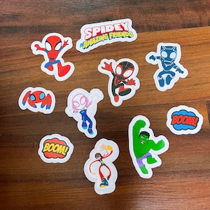 Spidey and His Amazing Friends Stickers | Easy Peel Stickers | Spiderman | Spin | Miles Morales | Ghost Spider | Hulk | Black Panther