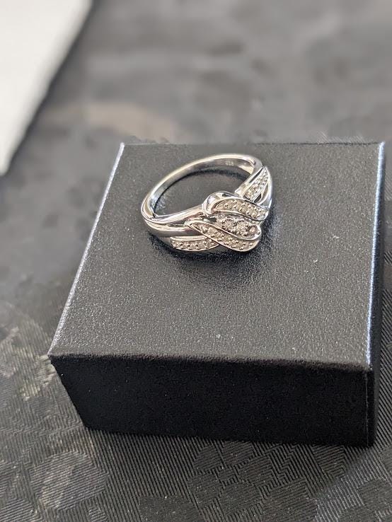 925 Sterling Silver 1/3 Cttw Composite Diamond Frame Bypass