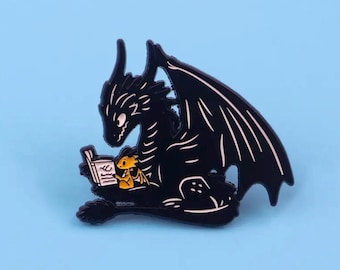 Fourth Wing Inspired Enamel Pin – Bookish Dragon with Glasses