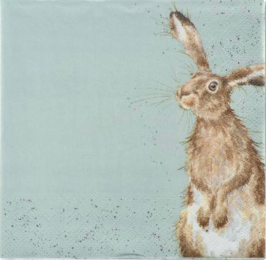 Wrendale Designs the Hare and the Bee Hare Style Decoupage Napkins. Set