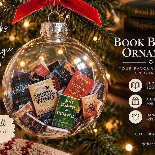 Personalised Mini Book Christmas Bauble Ornament 2026 I Your Year in Books 2026