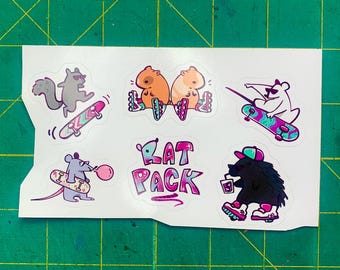 Rat Pack || Radical Skateboarder Rodent Sticker Pack