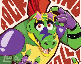 FNAF Security Breach Poster | Montgomery Gator, Glamrock Freddy, Glamrock Chica, or Roxanne Wolf | Five Nights at Freddy's 12x12 inch Poster