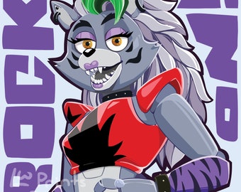 FNAF Security Breach Poster | Roxanne Wolf, Glamrock Freddy Glamrock Chica, or Montgomery Gator  | Five Nights at Freddy's 12x12 inch Poster