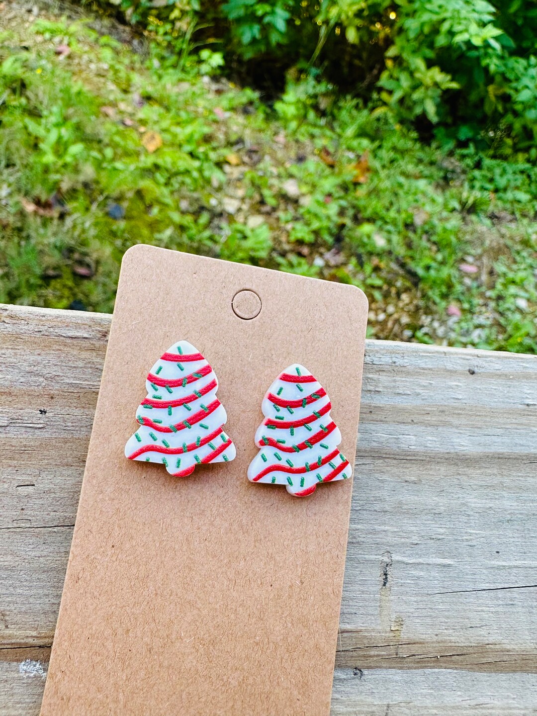 Christmas Tree Cake Earrings, Little Debbie Earrings, Stud Earrings