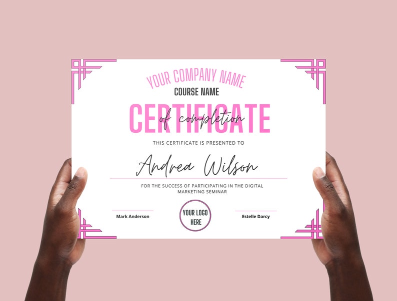 Editable Certificate of Completion, Training Certificate Template ...