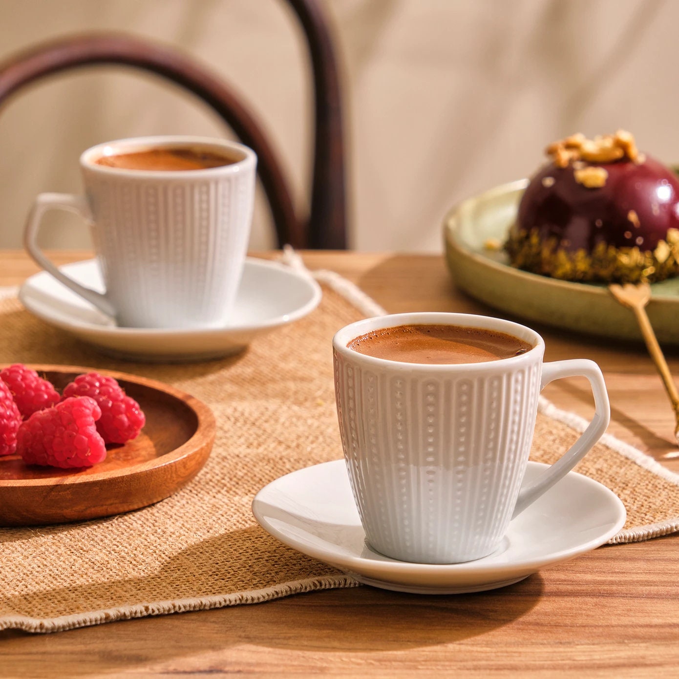 Set 6 Espresso Cups & Saucers Lemon Flowers