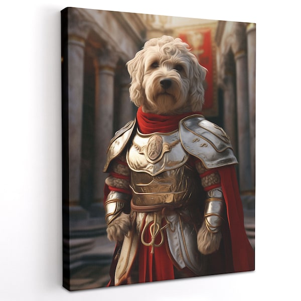 Roman Warrior Custom Pet Portrait Art, Maximus Renaissance Dog Portrait Funny Pet Gift