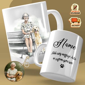 Custom pet mug cartoon pet and owner mug cat coffee mug custom dog mug dog mom mug cat dad mug pet lover mug pet portrait mug