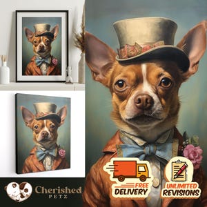 Retrato de mascota personalizado de Regal Renaissance, póster impreso en lienzo con arte para mascotas, regalo divertido para mascotas, arte personalizado a partir de una foto, regalo para dueños de mascotas, regalo para amantes de las mascotas