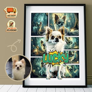 Cartoon pet portrait custom pet caricature funny pet artwork comic book style pet illustration pop art pet drawing personalized pet gift