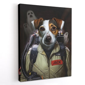 Paranormal Pet Enforcer Ghost Hunter Custom Pet Portrait, Funny Pet Gift Custom Art From Photo