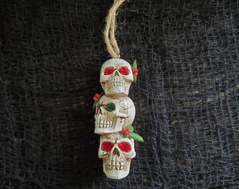Skull Christmas Ornament - Holly