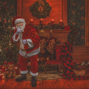 Santa Claus Delivering Gifts Christmas Portrait Print