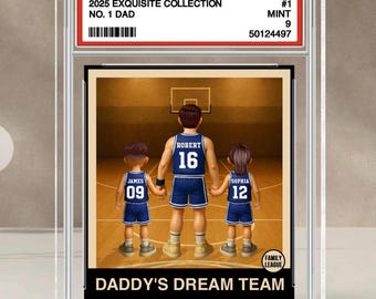 2D Basketball No. 1 Dad Man & Kids Trading  Figure Personalized Acrylic Plaque,Father's Day Gift for Dad,Gift for Husband,Basketball Dad