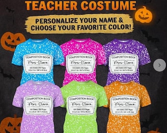 The remaining balance for 33 shirts Halloween Notebook Theme Composition Book Personalized Group Matching Shirt, Costume For Teachers 2