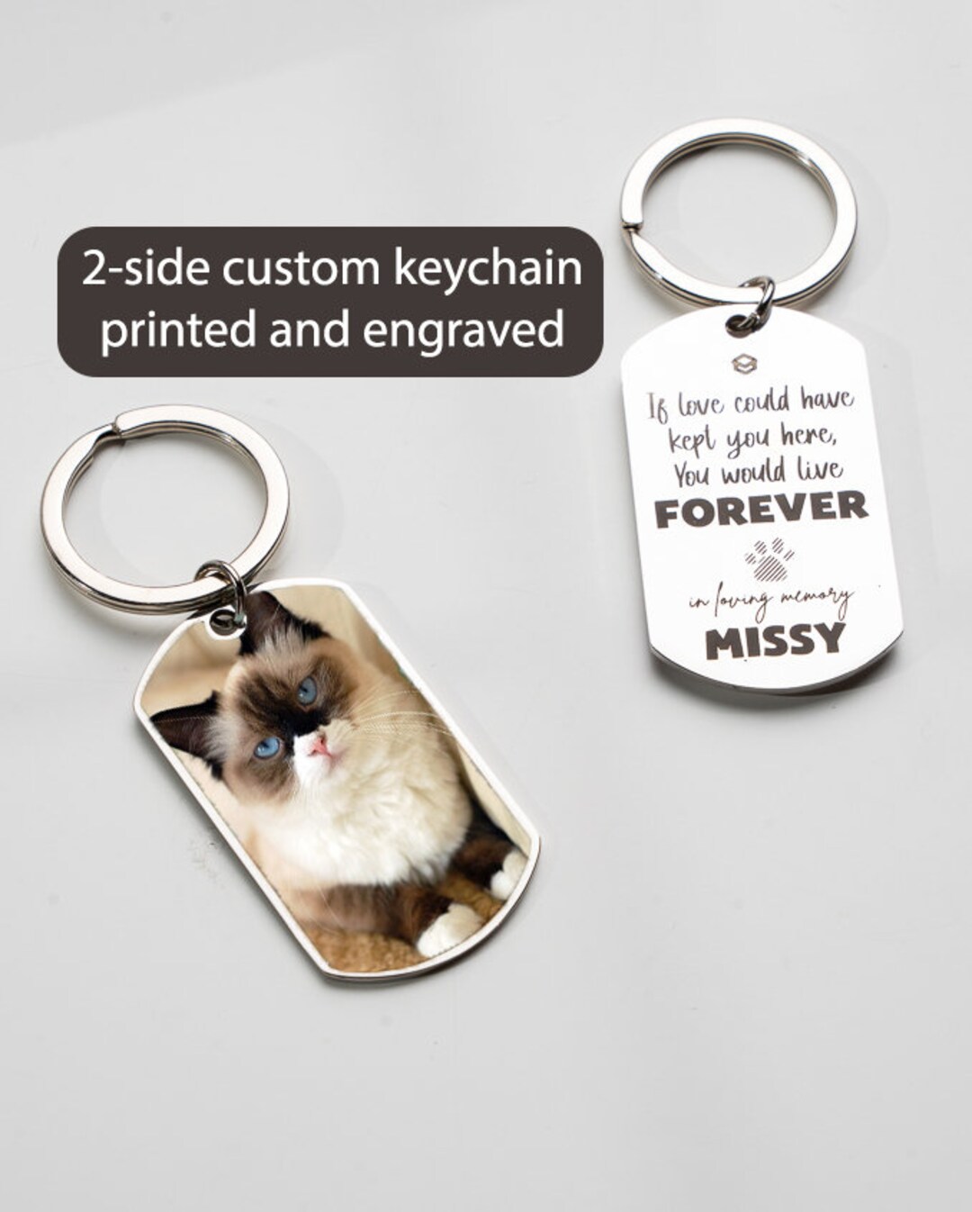 Cat Memorial Keychain, Gift for Pet Lovers, Cat in Heaven, Cat Mom, Pet