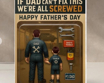 2D If Dad Can't Fix This We're All Screwed, Mechanic Handy Man Custom Figure Acrylic Plaque,Father's Day Gift for Dad, Mechanic Handy Man