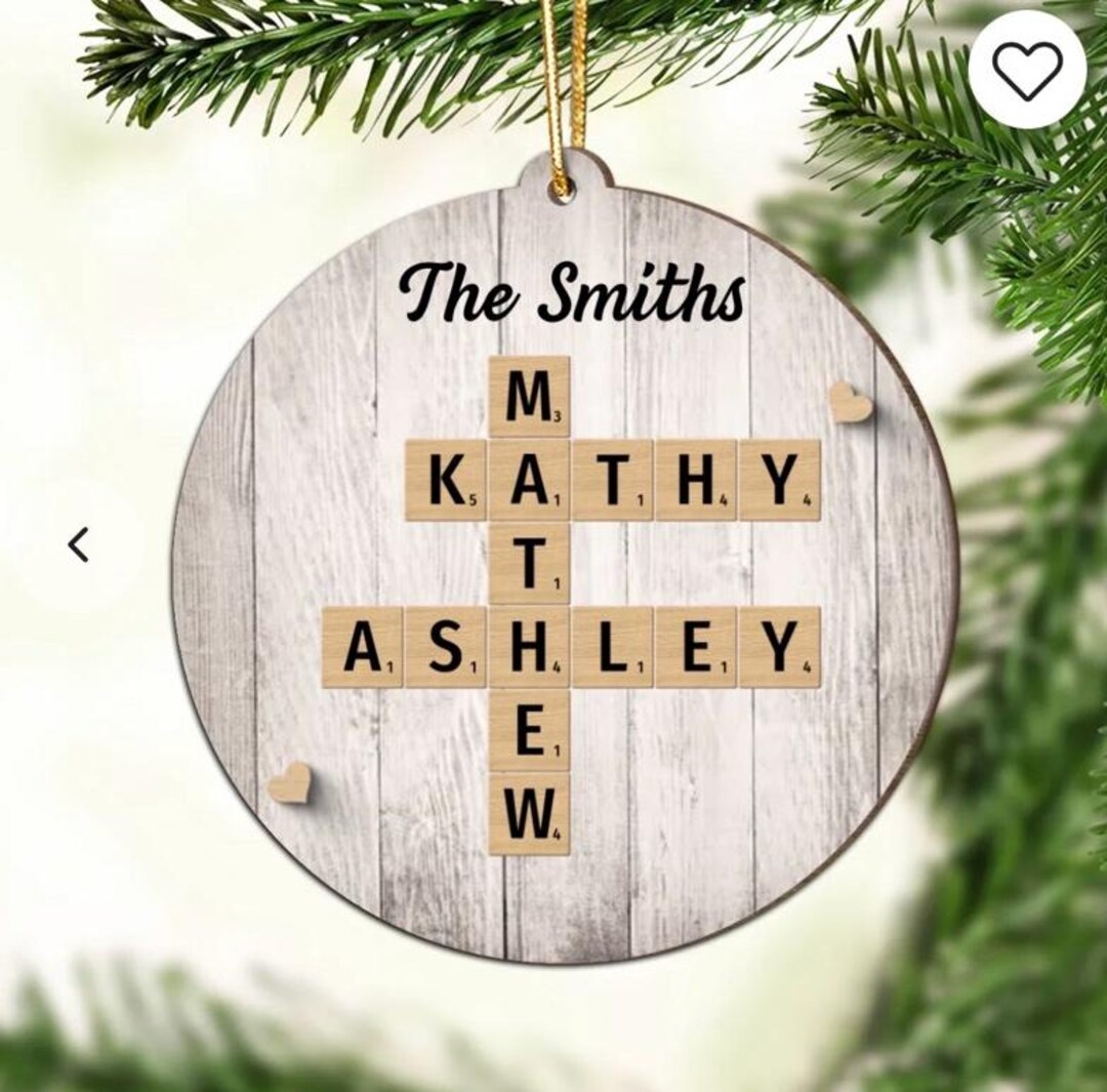 Family Members Names Crossword Puzzle Wood Ornament Captured in A