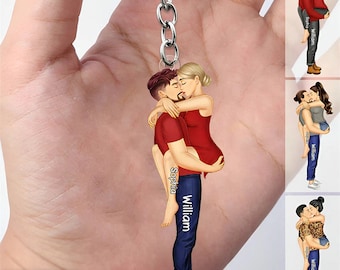 Digital File Couple Kissing Keychain, Anniversary, Loving Gifts For Couples, Husband, Wife, Couple Lovers, Custom File Keychain