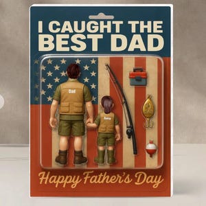 2D I Caught The Best Dad Custom Fishing Figure Personalized Acrylic Plaque,Perfect Father&#39;s Day Gift For Him,For Fishing Dad, Fishing Lovers