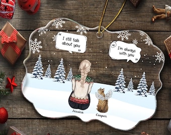 I Miss You Christmas Memorial Gift For Pet Lovers, Dog Mom, Dog Dad, Cat MomPet Memorial Personalized Photo Ornament, Keepsakes, Acrylic