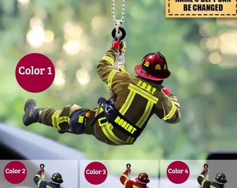Release Personalized Firefighter Car Hanging, Gift for dad, Firefighter gift, gift for him, husband gift,Firefighter, Fireman gift, father