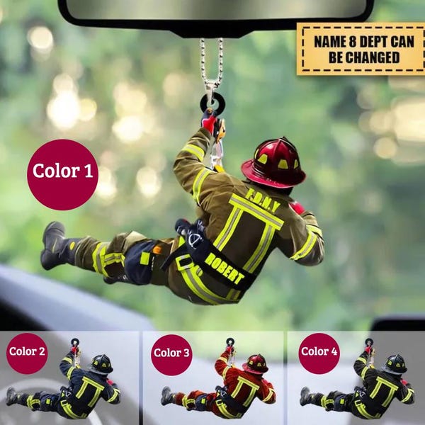 Release Personalized Firefighter Car Hanging, Gift for dad, Firefighter gift, gift for him, husband gift,Firefighter, Fireman gift, father