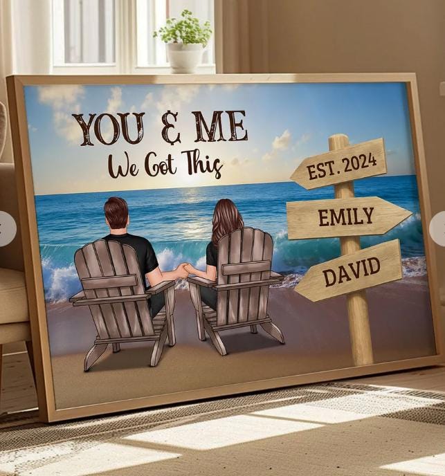 Seaside Signs of Us Personalized Poster, Anniversary Gift for Couples,For Her,Husband, Wife  Poster, wall decor, best gift ever, Couple Gift