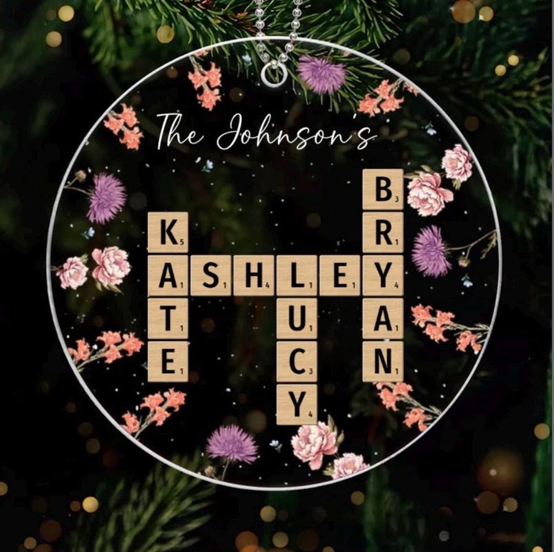 Family Crossword Puzzle Flower Month Art Personalized Acrylic Ornament