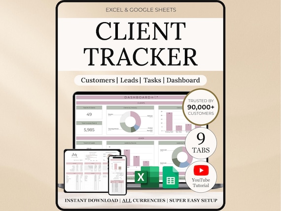 Client Tracker Excel CRM Tracker Spreadsheet Google Sheets Small Business Lead Management Task Tracker Communication Log Customer Management