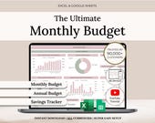Monthly Budget Spreadsheet | Excel Budget Template | Simple Annual Budget | Personal Finances | Easy Google Sheets | Financial Planner Easy