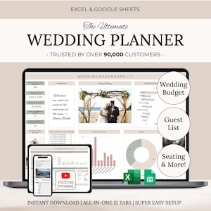 Wedding Planning Spreadsheet | Google Sheets | Wedding Checklist | Wedding Budget Spreadsheet | Wedding To Do | Timeline | Wedding Template