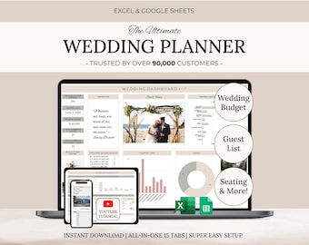 Wedding Planning Spreadsheet | Google Sheets | Wedding Checklist | Wedding Budget Spreadsheet | Wedding To Do | Timeline | Wedding Template