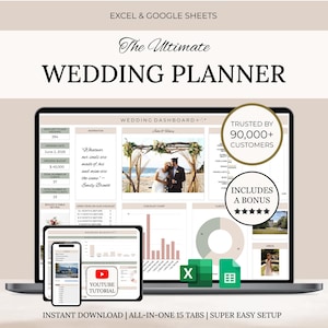 Wedding Planning Spreadsheet | Google Sheets | Wedding Checklist | Wedding Budget Spreadsheet | Wedding To Do | Timeline | Wedding Template